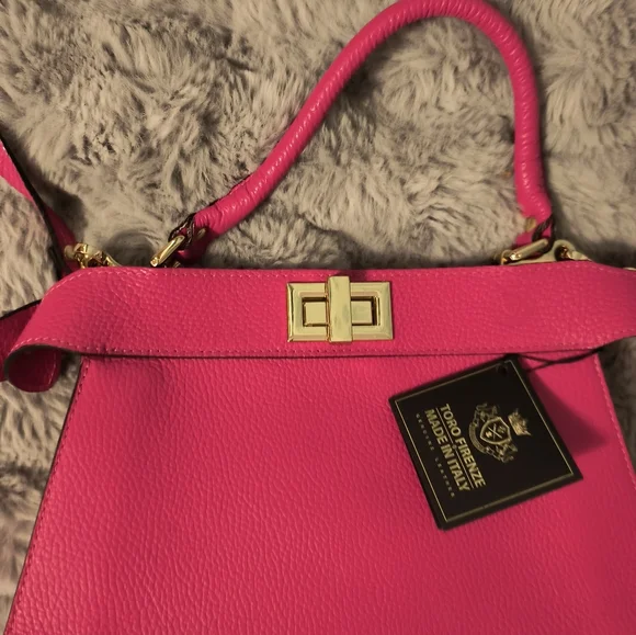 Toro Firenze Italian Genuine Leather Pink Bag - Picture 3 of 16